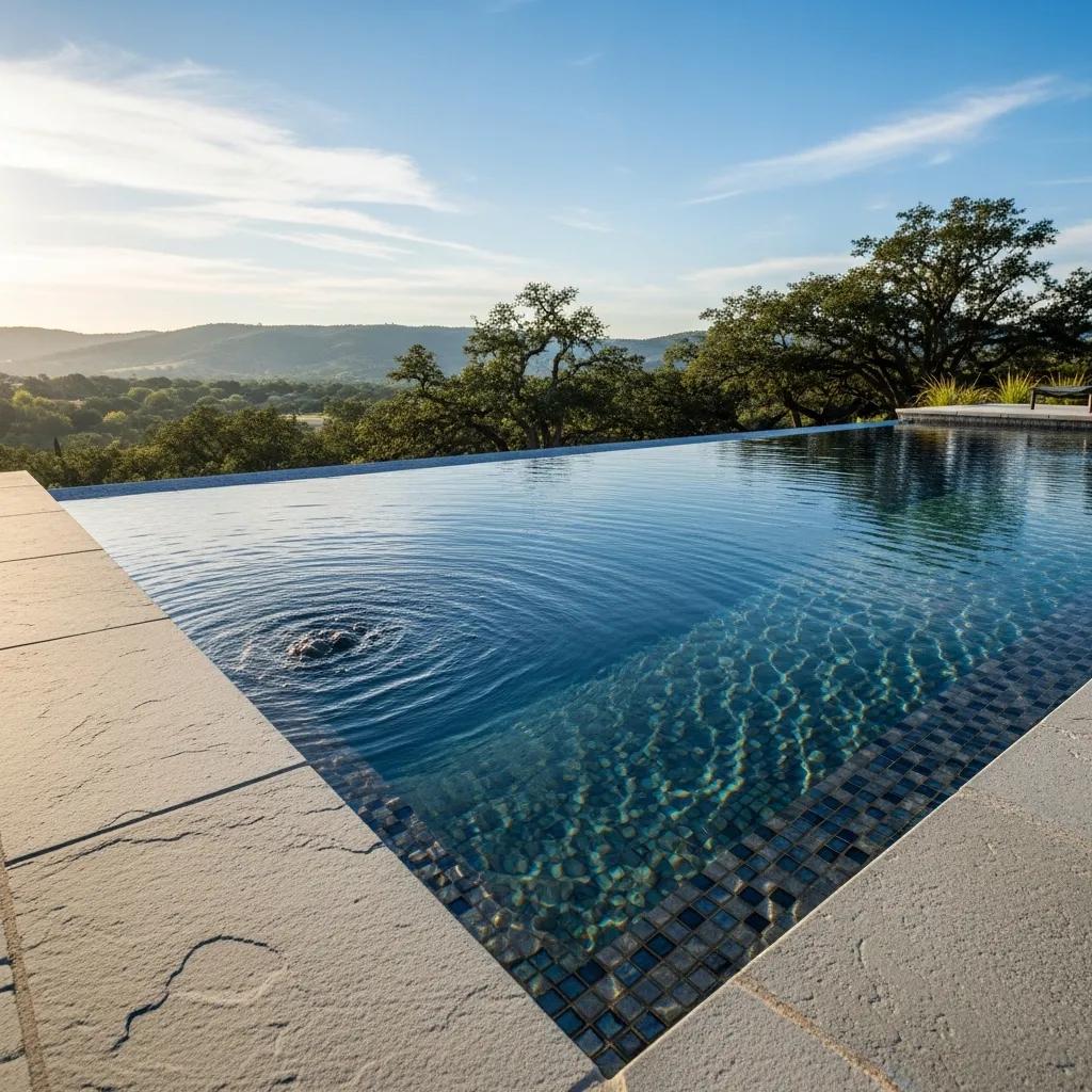 Close-up of a modern infinity edge pool showcasing sleek design and high-quality materials