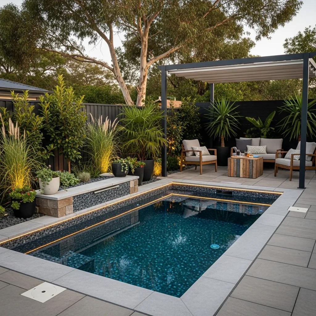 Create Your Dream Oasis: McKinney TX Pool Design Inspiration 3 Compact plunge pool with tasteful landscaping and seating area