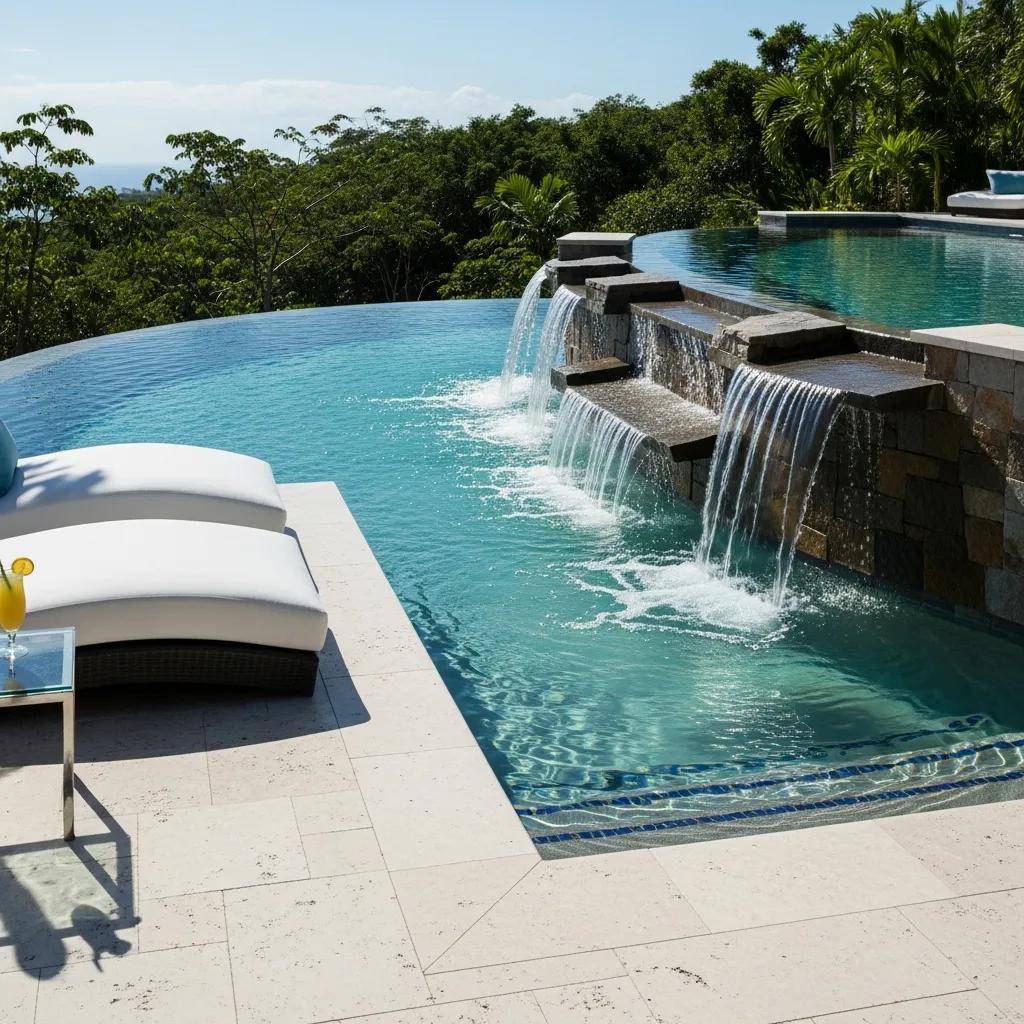 Custom Pool Design & Construction Services in North Texas 3 Infinity edge pool with a waterfall feature, enhancing luxury and tranquility in pool design