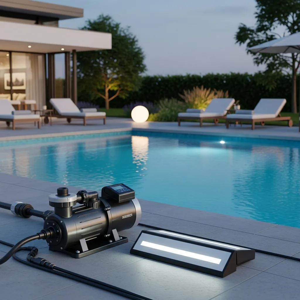 Complete Pool Renovation Guide for North Texas Homeowners 4 Modern energy-efficient pool equipment including a variable-speed pump and LED lighting in a pool area