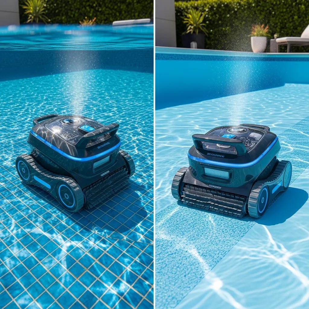 Discover Top Robotic Pool Cleaners for Effortless Cleaning 3 Robotic pool cleaner demonstrating advanced navigation and cleaning capabilities on various pool surfaces